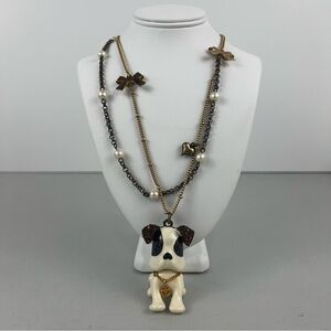 Betsey Johnson Royal Engagement French Bulldog Two-tier Pendant Necklace